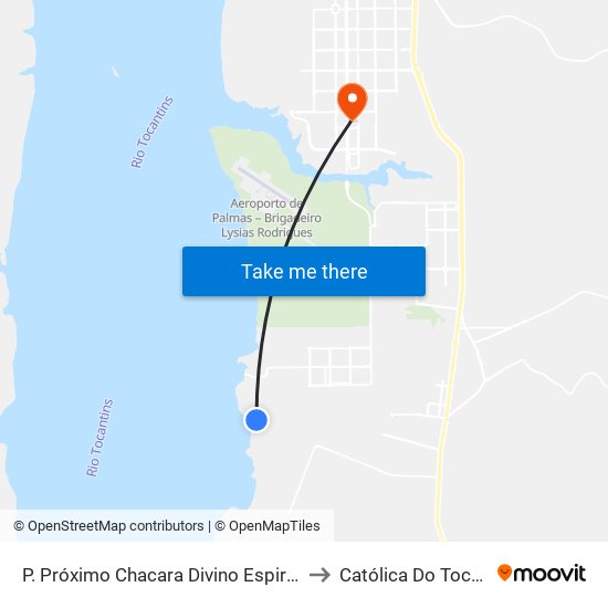 P. Próximo Chacara Divino Espirito Santo to Católica Do Tocantins map