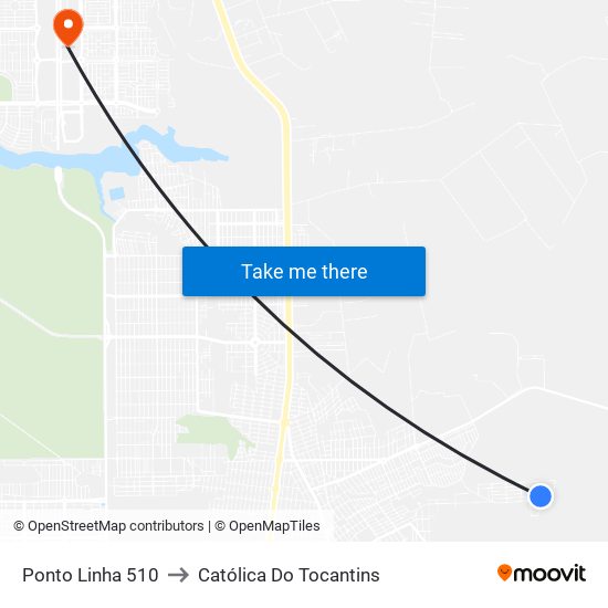 Ponto Linha 510 to Católica Do Tocantins map