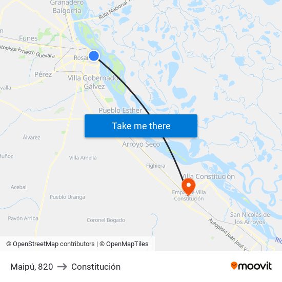 Maipú, 820 to Constitución map