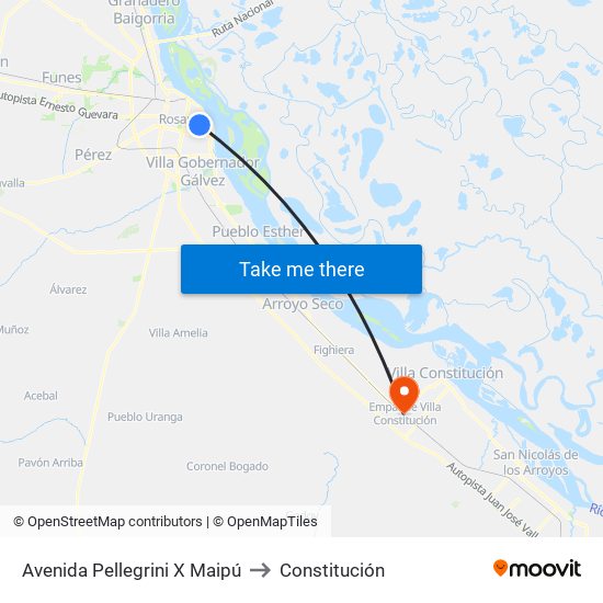 Avenida Pellegrini X Maipú to Constitución map
