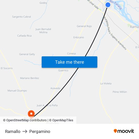 Ramallo to Pergamino map