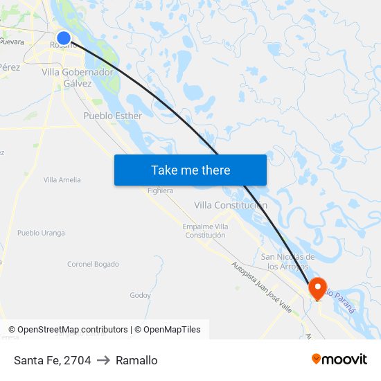 Santa Fe, 2704 to Ramallo map