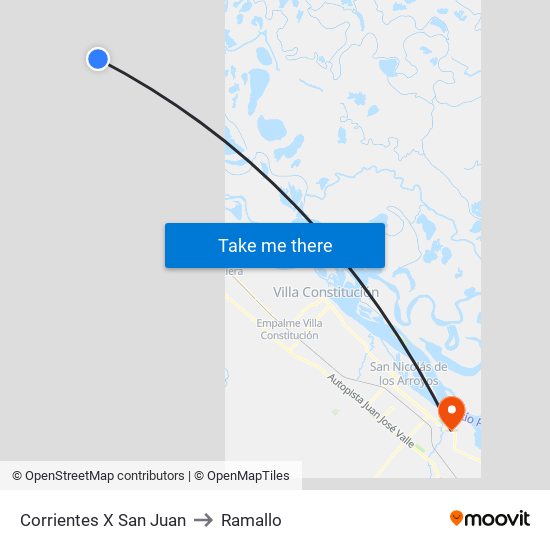 Corrientes X San Juan to Ramallo map