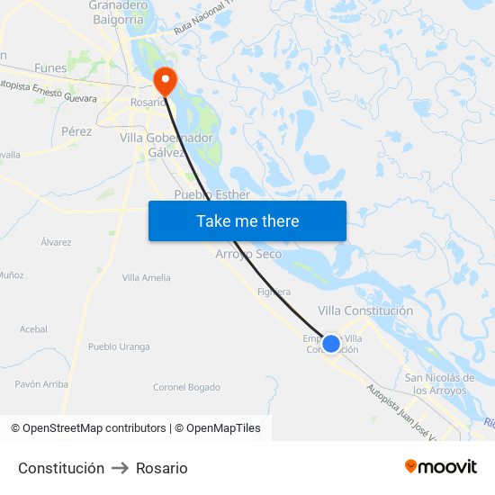 Constitución to Rosario map