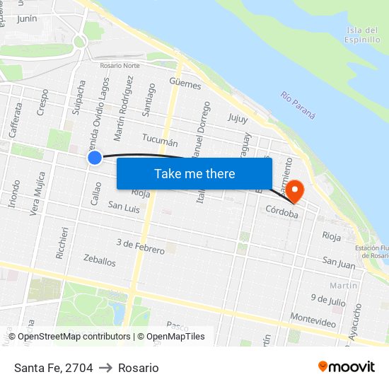 Santa Fe, 2704 to Rosario map