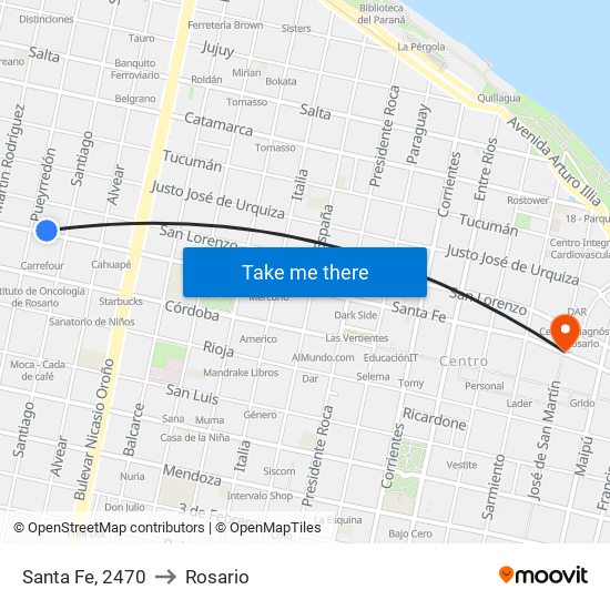 Santa Fe, 2470 to Rosario map