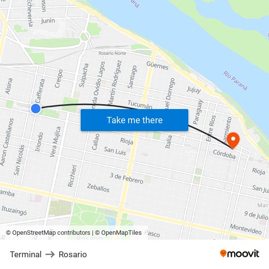 Terminal to Rosario map