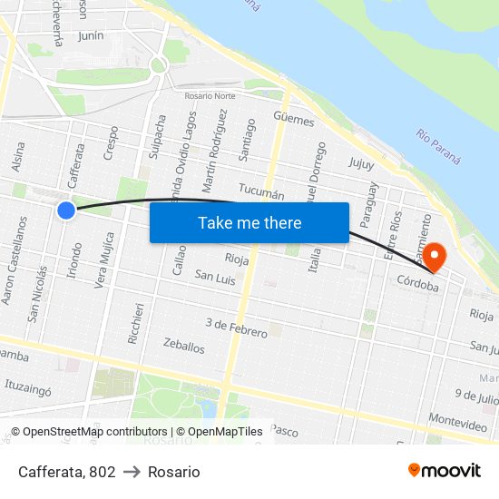 Cafferata, 802 to Rosario map