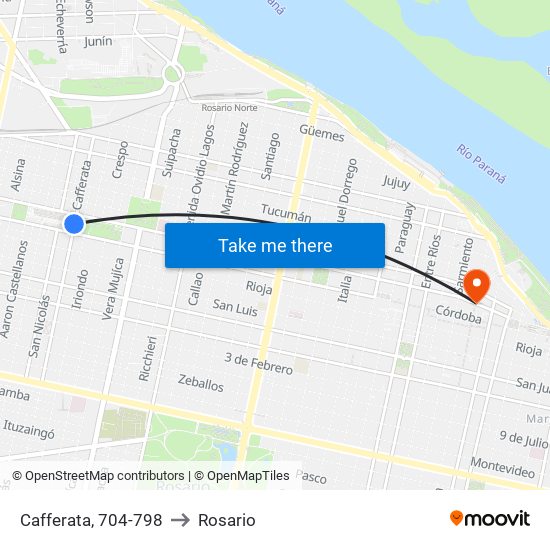 Cafferata, 704-798 to Rosario map