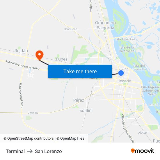 Terminal to San Lorenzo map