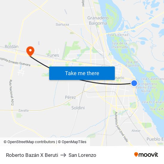 Roberto Bazán X Beruti to San Lorenzo map