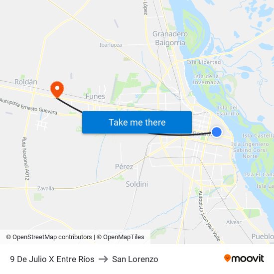 9 De Julio X Entre Ríos to San Lorenzo map
