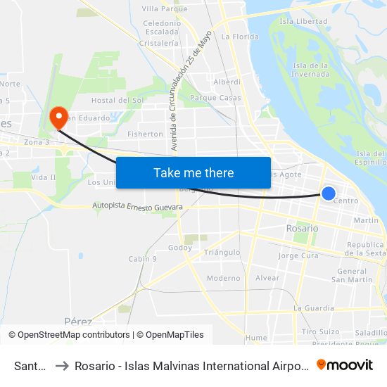 Santa Fe, 1882 to Rosario - Islas Malvinas International Airport (ROS) (Aeropuerto Internacional de Rosario - Islas M map