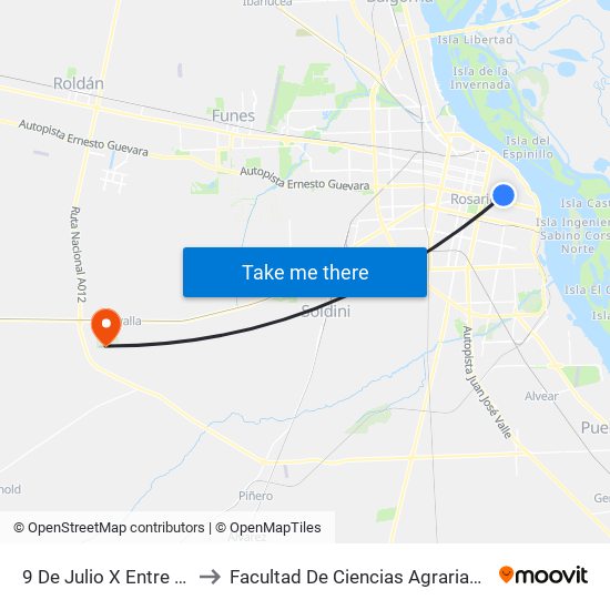 9 De Julio X Entre Ríos to Facultad De Ciencias Agrarias - Unr map