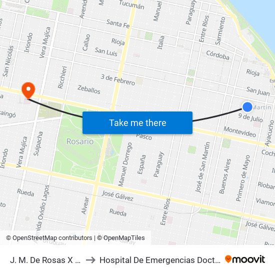 J. M. De Rosas X 3 De Febrero to Hospital De Emergencias Doctor Clemente Álvarez map