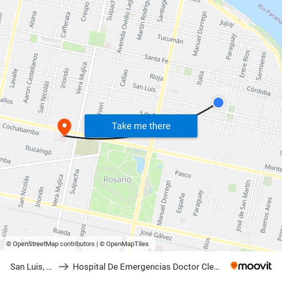 San Luis, 1511 to Hospital De Emergencias Doctor Clemente Álvarez map