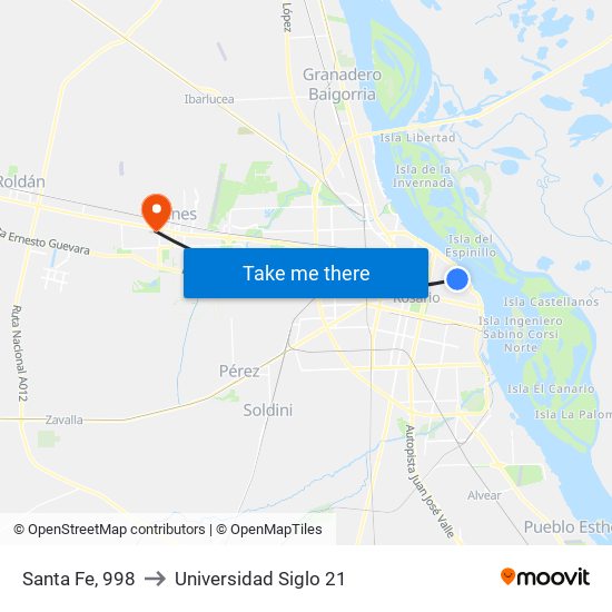 Santa Fe, 998 to Universidad Siglo 21 map