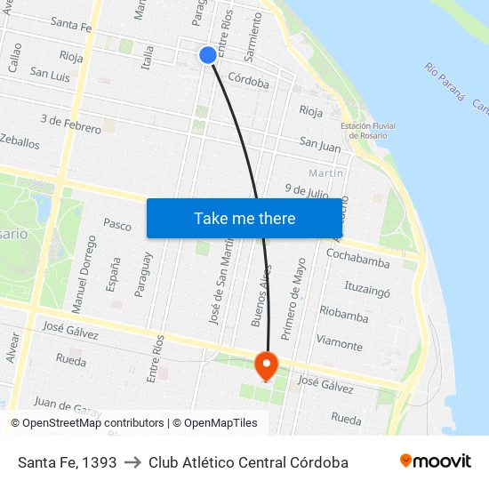 Santa Fe, 1393 to Club Atlético Central Córdoba map