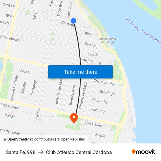 Santa Fe, 998 to Club Atlético Central Córdoba map