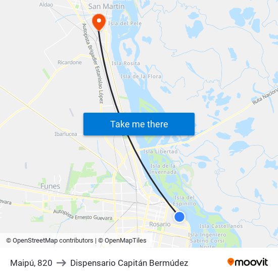 Maipú, 820 to Dispensario Capitán Bermúdez map