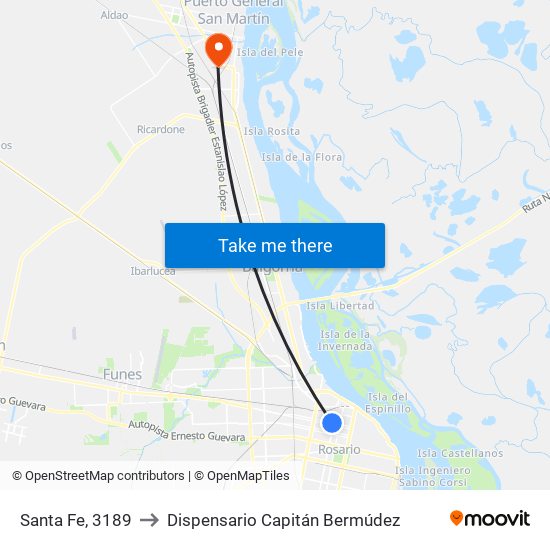 Santa Fe, 3189 to Dispensario Capitán Bermúdez map