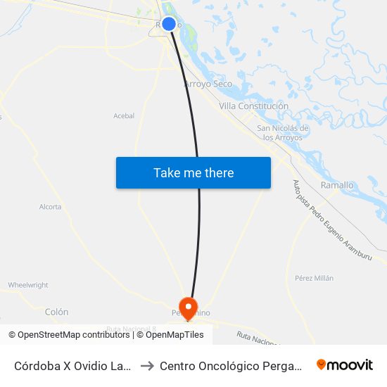 Córdoba X Ovidio Lagos to Centro Oncológico Pergamino map