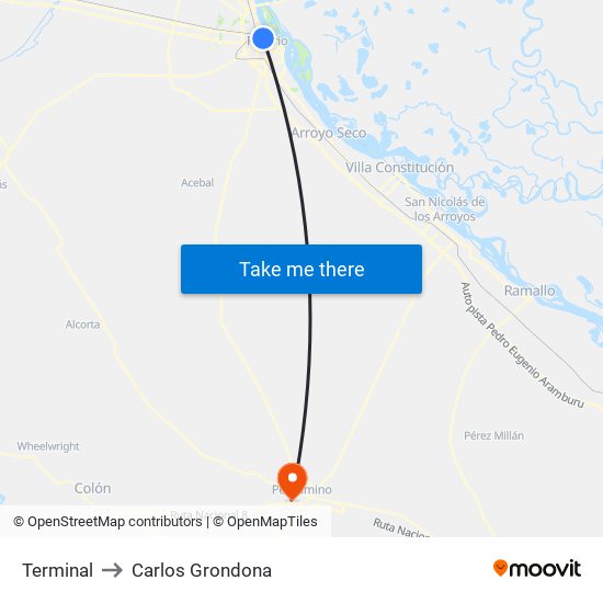 Terminal to Carlos Grondona map