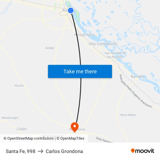 Santa Fe, 998 to Carlos Grondona map