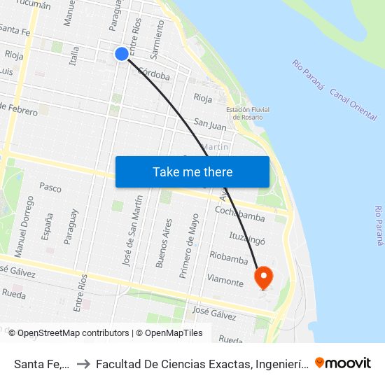 Santa Fe, 1393 to Facultad De Ciencias Exactas, Ingeniería Y Agrimensura map