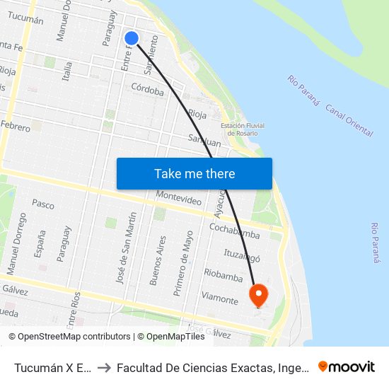 Tucumán X Entre Ríos to Facultad De Ciencias Exactas, Ingeniería Y Agrimensura map