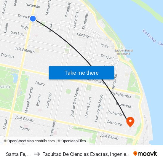 Santa Fe, 18866 to Facultad De Ciencias Exactas, Ingeniería Y Agrimensura map