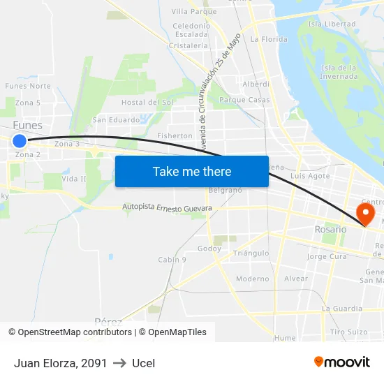 Juan Elorza, 2091 to Ucel map