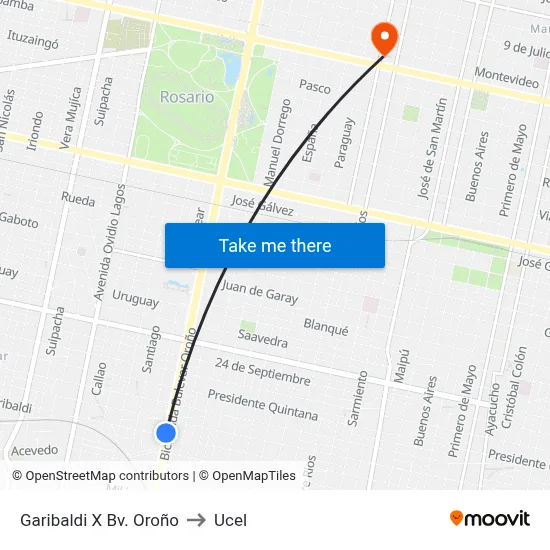 Garibaldi X Bv. Oroño to Ucel map