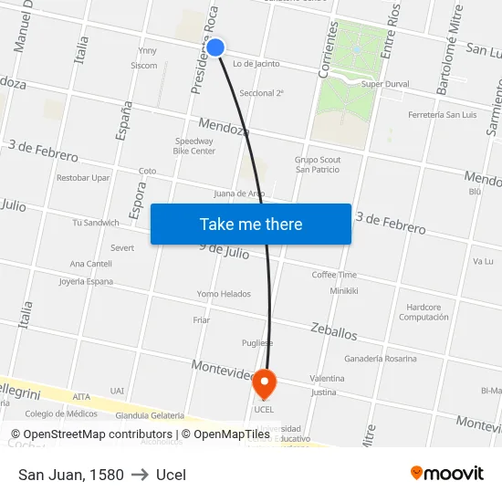 San Juan, 1580 to Ucel map