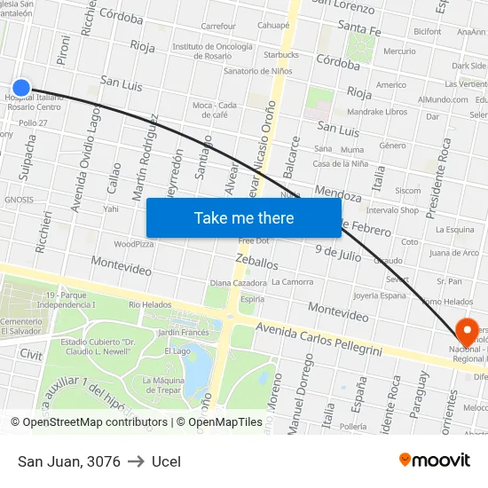 San Juan, 3076 to Ucel map
