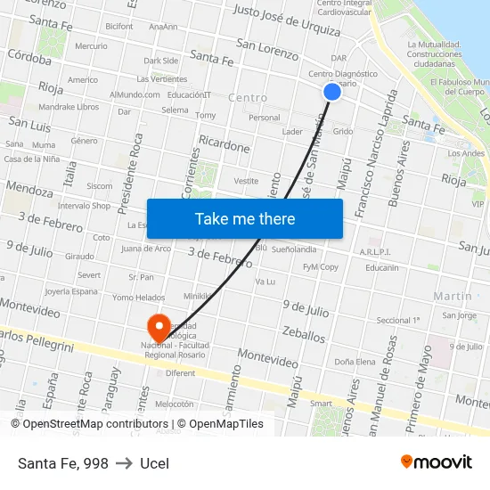 Santa Fe, 998 to Ucel map