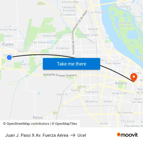 Juan J. Paso X Av. Fuerza Aérea to Ucel map