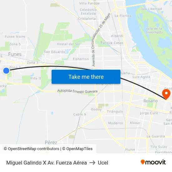 Miguel Galindo X Av. Fuerza Aérea to Ucel map