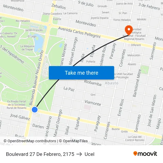 Boulevard 27 De Febrero, 2175 to Ucel map
