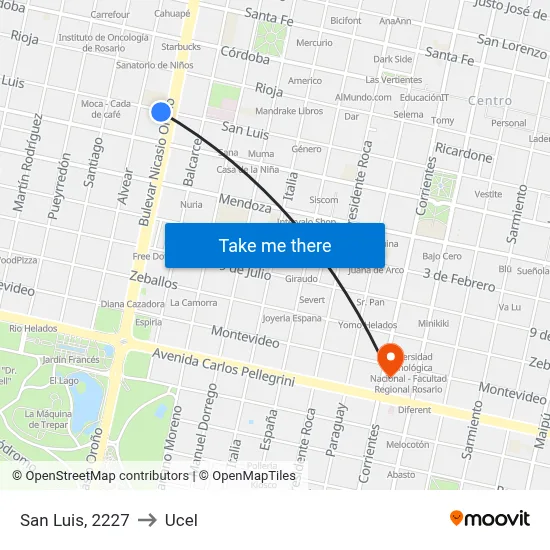 San Luis, 2227 to Ucel map