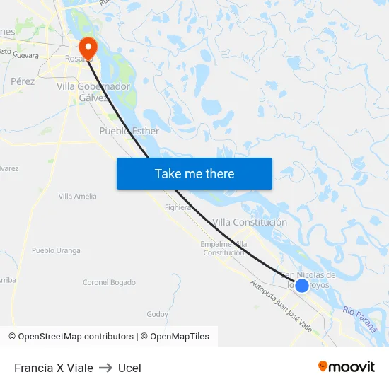 Francia X Viale to Ucel map