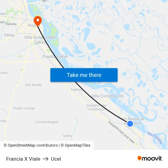 Francia X Viale to Ucel map