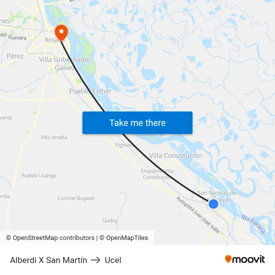 Alberdi X San Martín to Ucel map