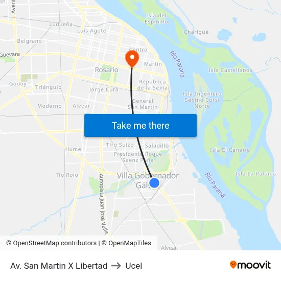 Av. San Martin X Libertad to Ucel map
