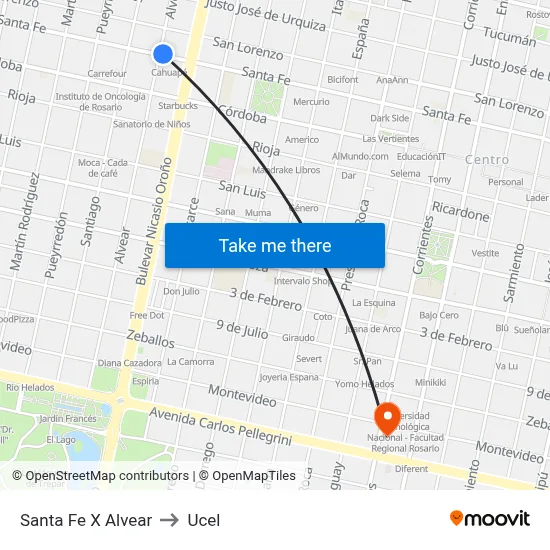 Santa Fe X Alvear to Ucel map