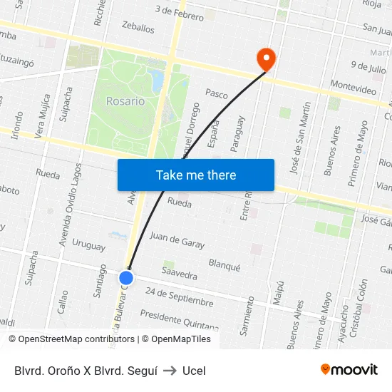 Blvrd. Oroño X Blvrd. Seguí to Ucel map