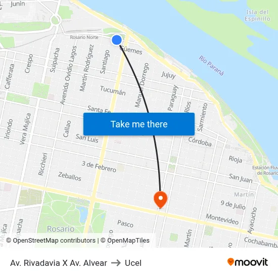 Av. Rivadavia X Av. Alvear to Ucel map