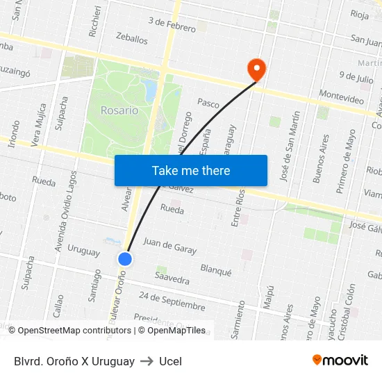 Blvrd. Oroño X Uruguay to Ucel map