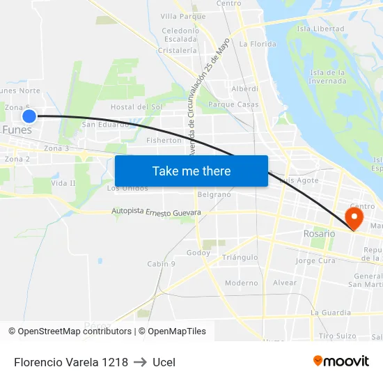 Florencio Varela 1218 to Ucel map