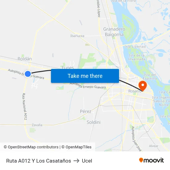 Ruta A012 Y Los Casataños to Ucel map